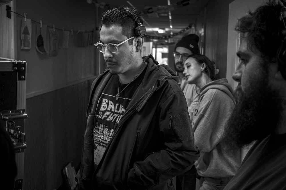 Filmmaker Keanu Cordero works with his crew on a project. 