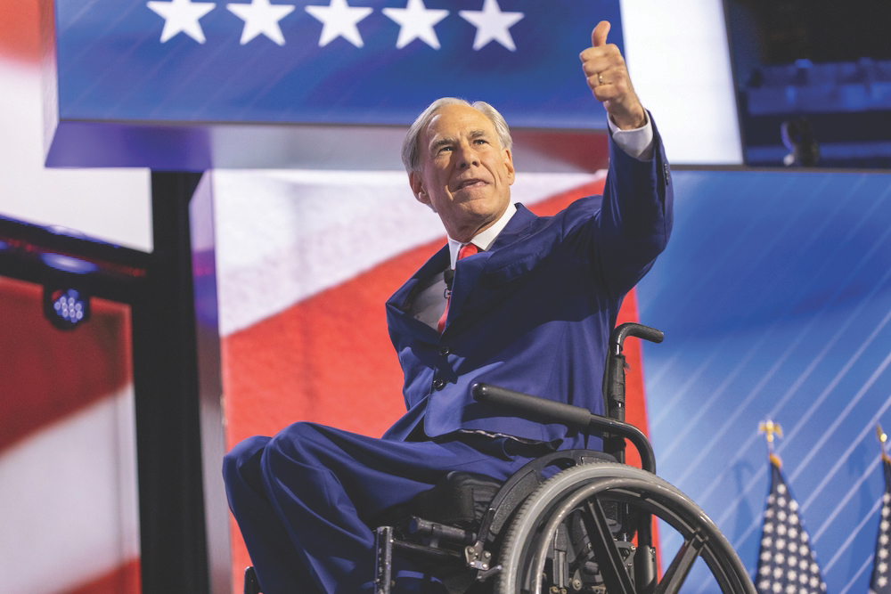 Texas Gov. Greg Abbott spreads good cheer at the Republican National Convention.