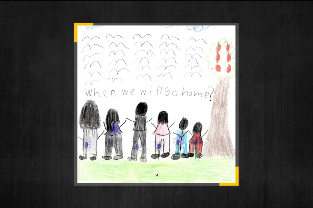 A drawing created by a member of Hayam El Gamal’s family. The family was re-arrested after freed earlier this week.