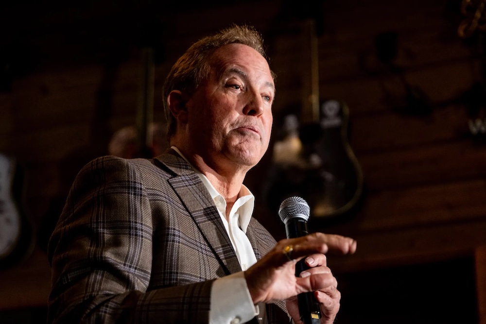 Attorney General Ken Paxton speaks at an event for his U.S. Senate campaign in Tyler on Feb. 16, 2026.