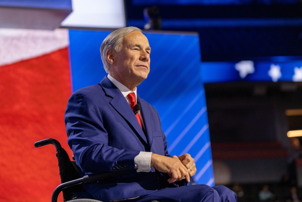 Texas Gov. Greg Abbott appears at the Republican National Convention.