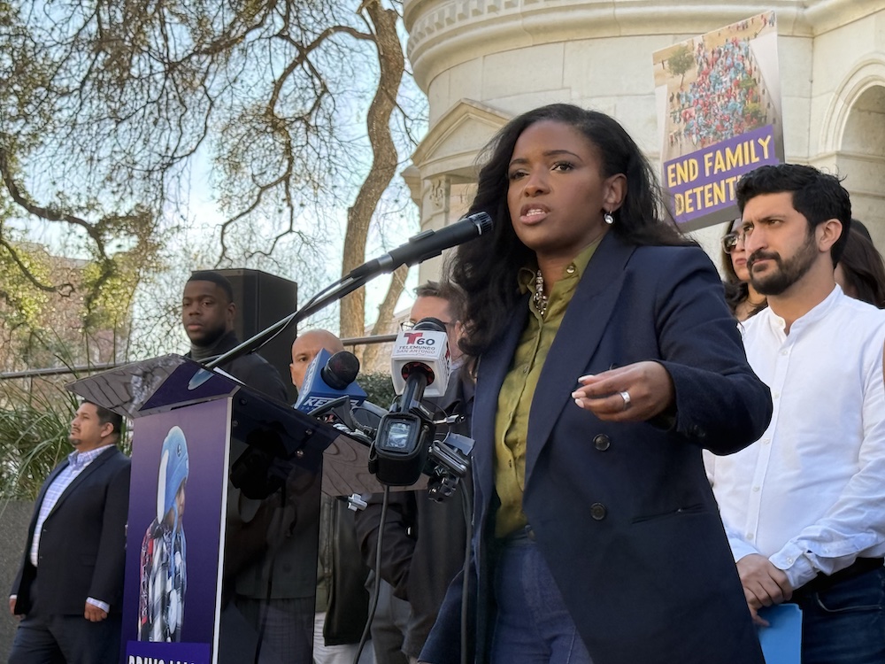 Joaquin Castro, Jasmine Crockett demand halt to ICE funding at San Antonio press convention