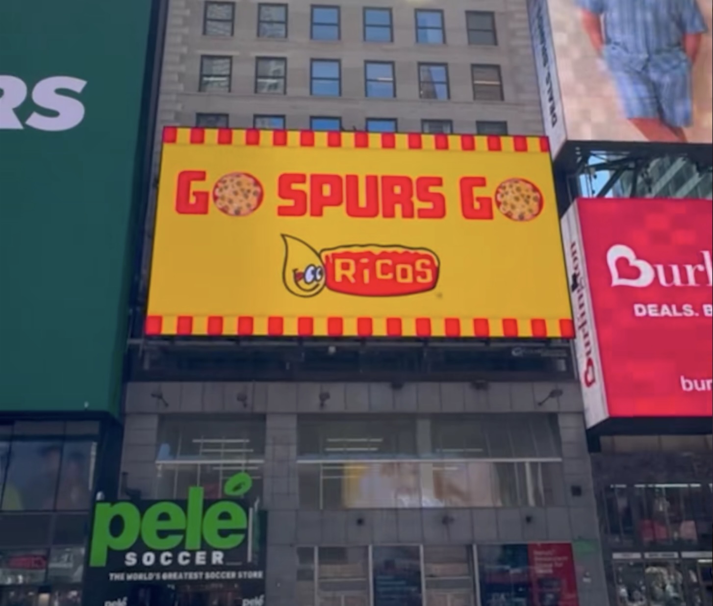 San Antonio’s Ricos Nacho Cheese runs ‘Go Spurs Go’ advertisements in Instances Sq. forward of Sport 4